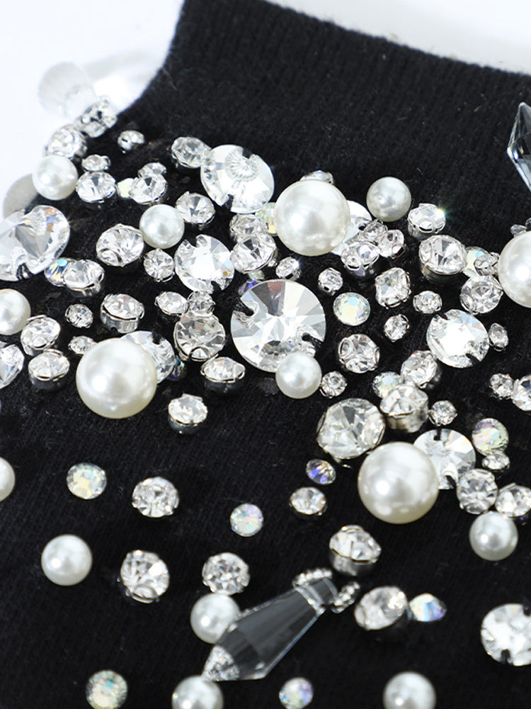 TCH Sparkle Rhinestone Socks Star Crystal Pearl