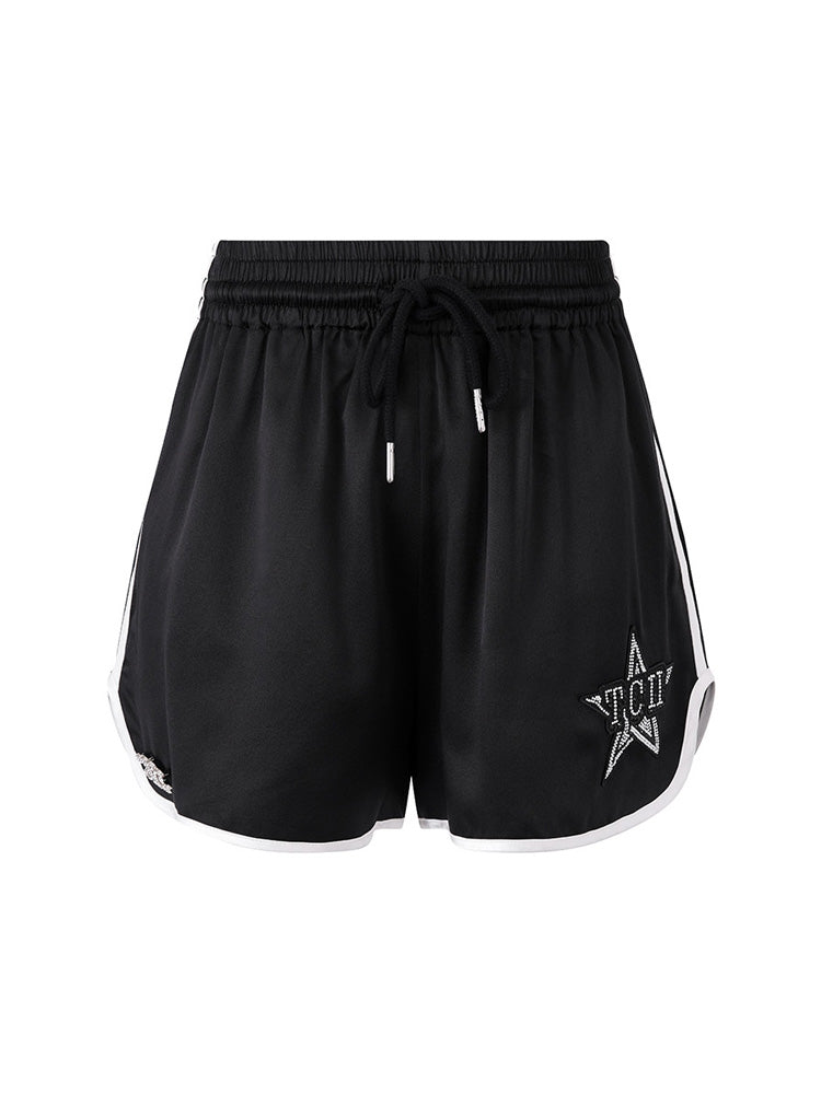 TCH Rhinestone Graphic High Waist Boxing Shorts