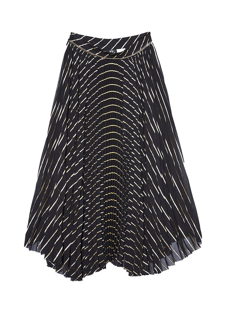 TCH High Waist Stripe Sequin Midi Skirt