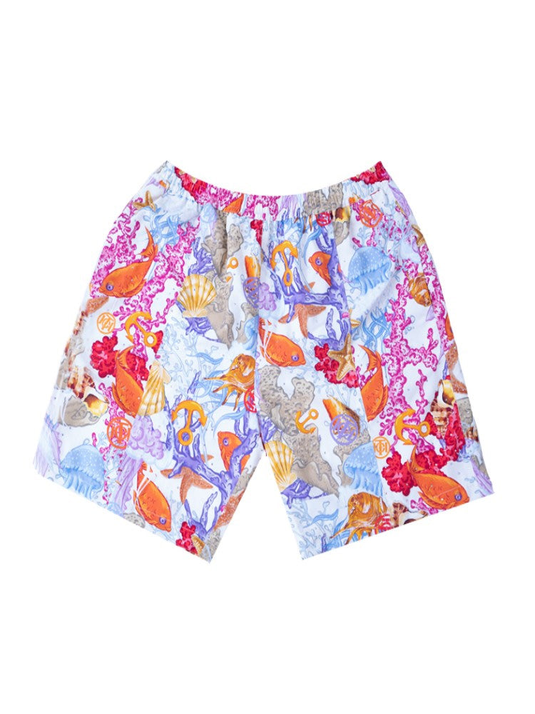 TCH Rhinestone Graphic Print Beach Shorts