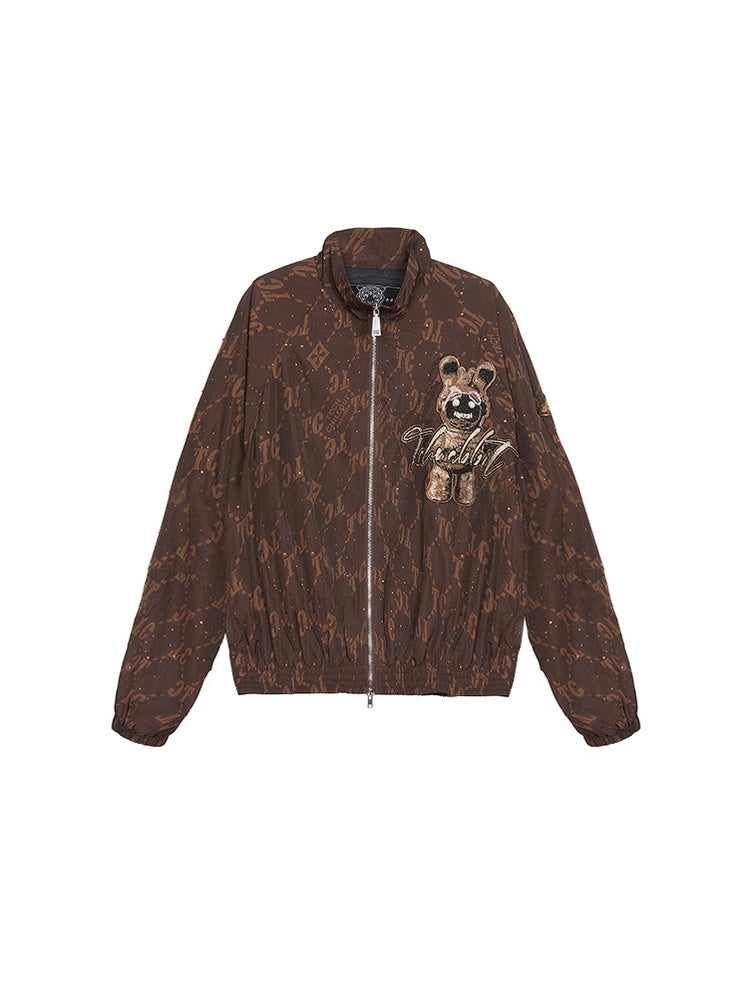 TCH 2 Piece Allover Print Nylon Rhinestone Jogging Suits