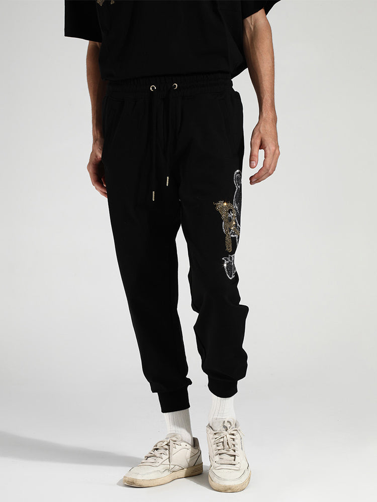 TCH Rhinestone Graphics Elastic Waist Sweatpants