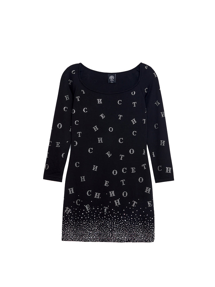 TCH Luxury Print Rhinestone Party Bodycon Mini Dress