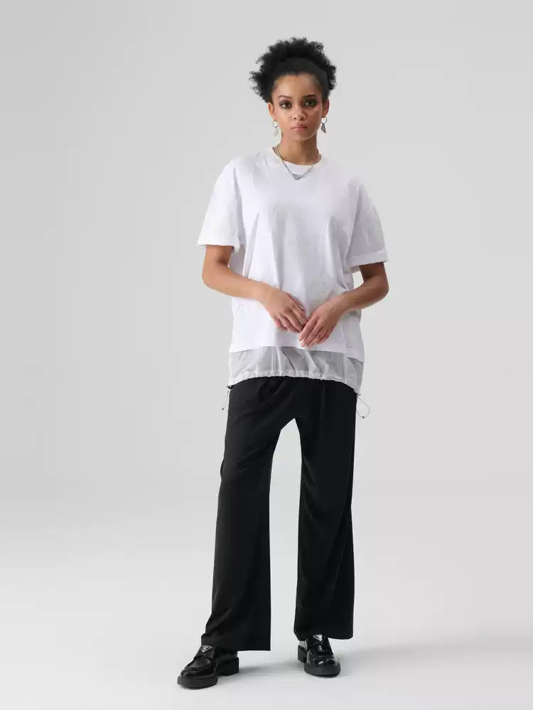 TCH Rhinestone Jersey Crepe Wide Leg Pants in Black