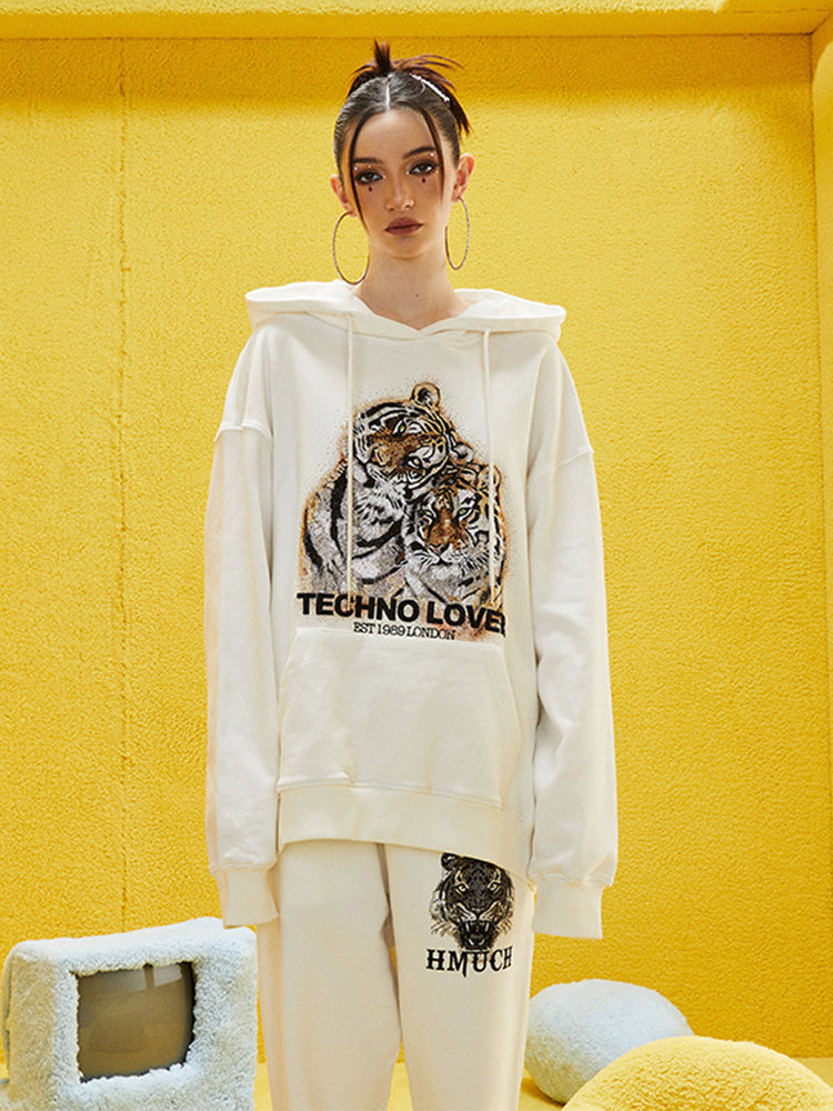 TCH Oversized Rhinestone Tiger Hoodie