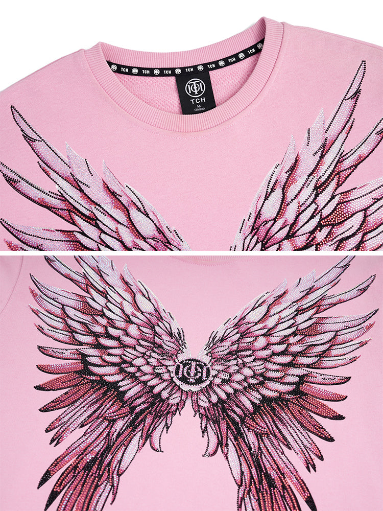 TCH Luxury Pink Rhinestone Wings Sweatshirt