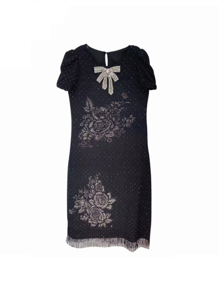 TCH Crystal-Embroidered Swiss Dot Pencil Dress