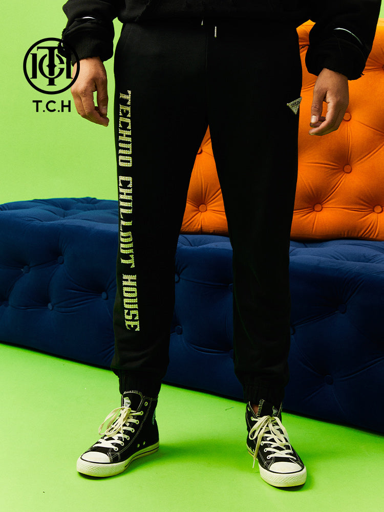 TCH Men's Rhinestone Letter Tapered Pants