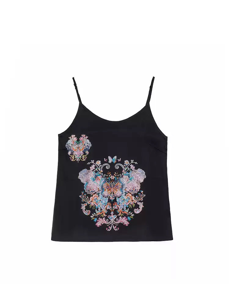 TCH Butterfly Embroidered Rhinestone Crop Top