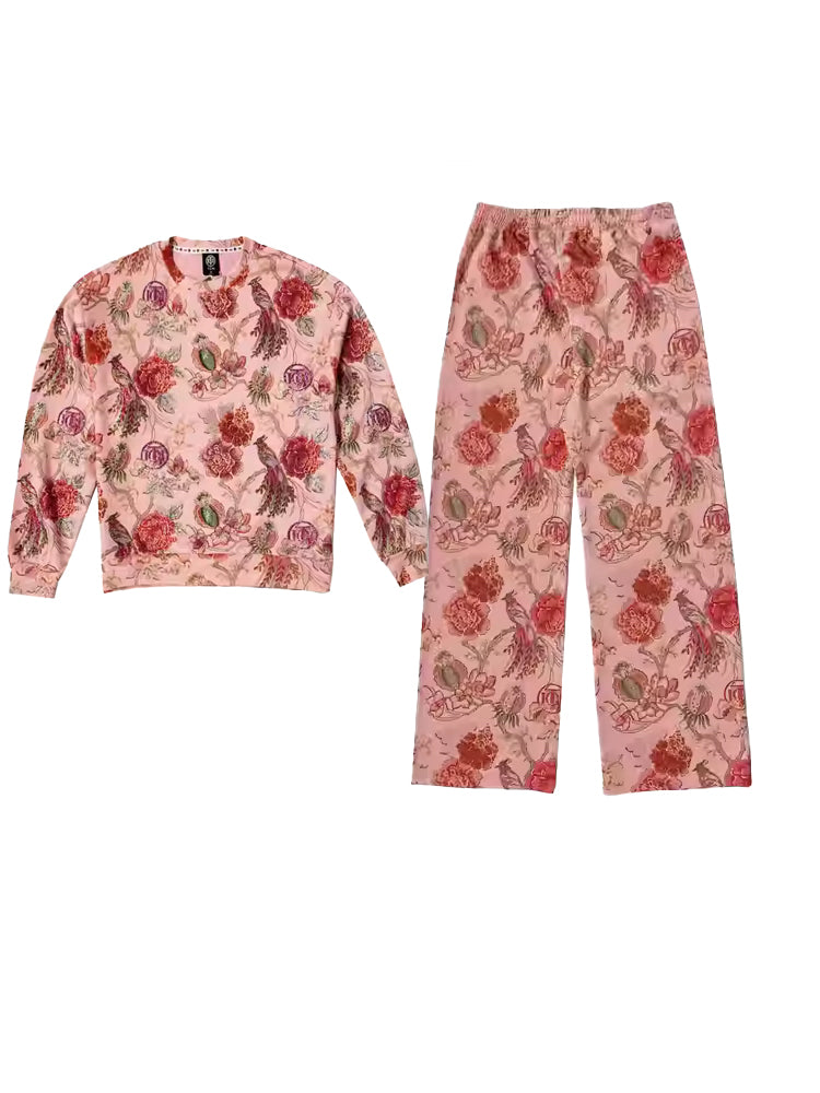 TCH 2 Piece Floral Print Sparkly Top and Long Pants