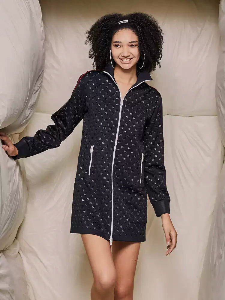 TCH Crystal-Embellished Zip Up Long Hoodie