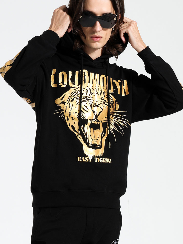 TCH Unisex Black Hoodie with Lion Head Design
