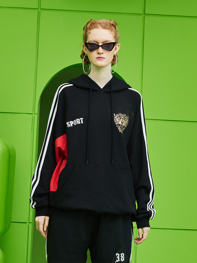 TCH Graphic Rhinestone Stripe Sportswear Hoodies