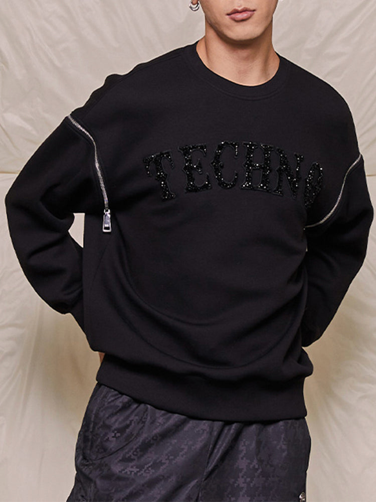 TCH Rhinestone Letter Knit Sweatshirt