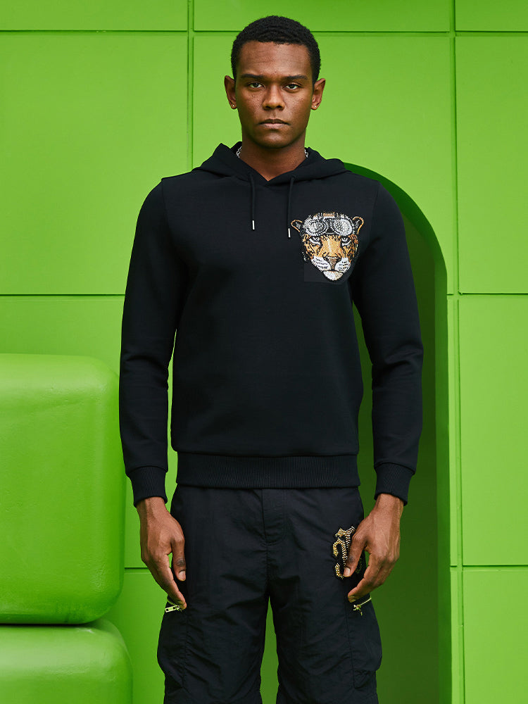 TCH Rhineston Graphic Cotton Pullover Hoodie