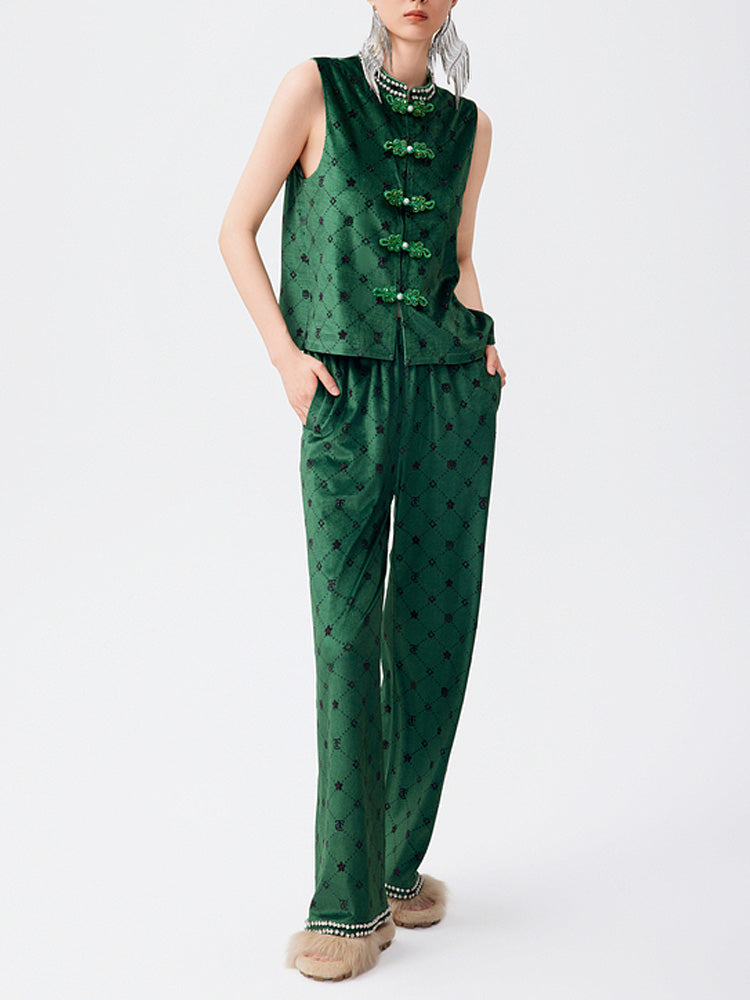 TCH Vintage Rhinestone Velvet Tank Top