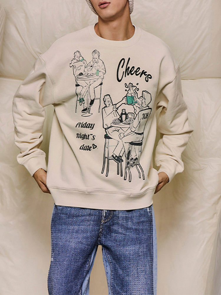 TCH Cotton Rhinestone Print Crewneck Sweatshirt