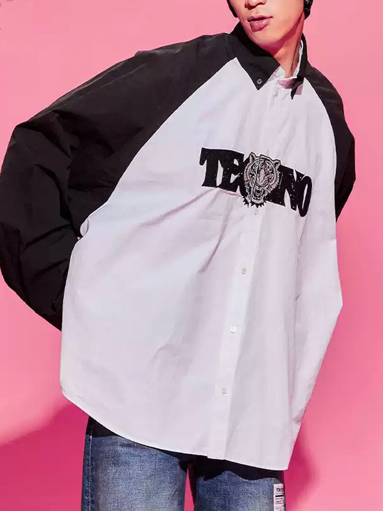 TCH Rhinestone Oversized Bicolor Shirt