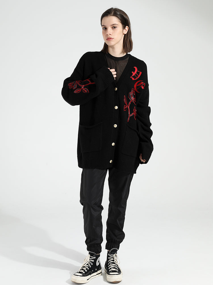 TCH Women's Rhinestone Button Knit Cardigan Sweater