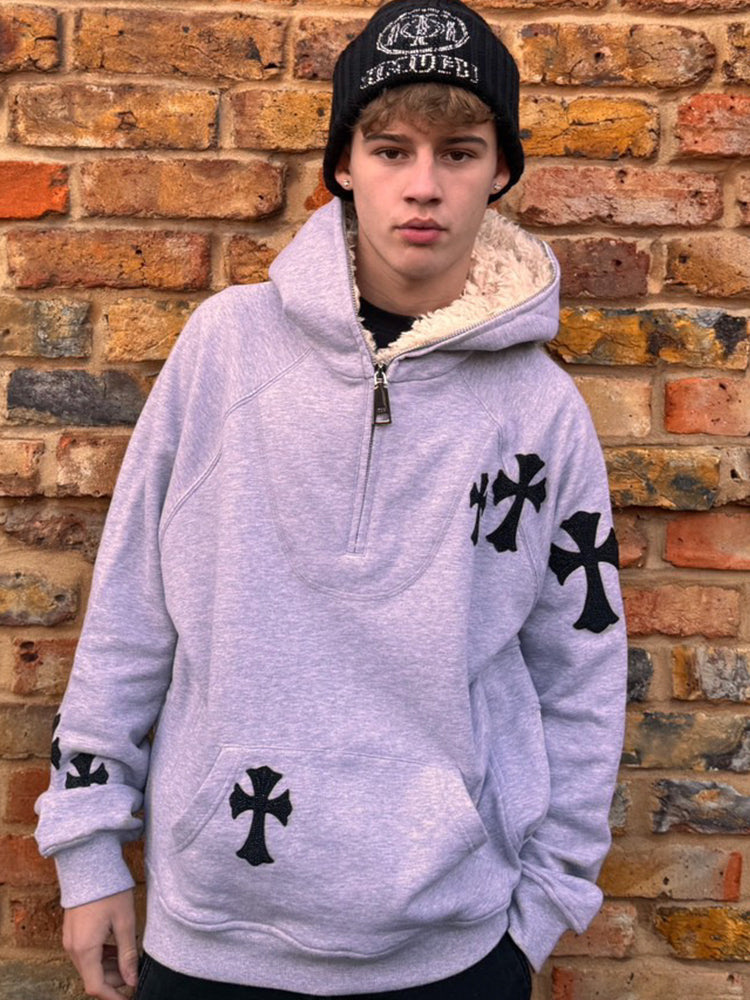 QuickShip TCH Graphic Cross Print Zip Up Hoodie Sweatshirt