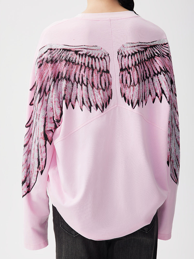 TCH Luxury Rhinestone Bady Dragon Sparkle Top with Wings Sleeve