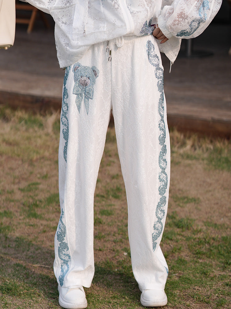 TCH Bow Rhinestone Sheer Mesh Zipper Jacket