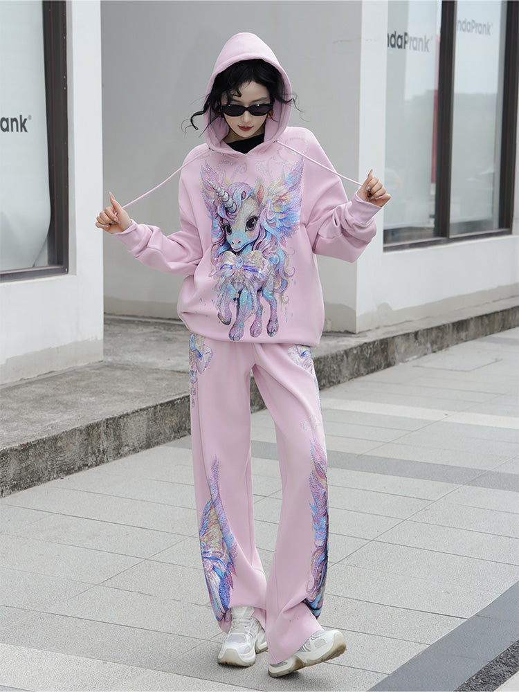 TCH Bow Rhinestone Unicorn & Wings Hoodie