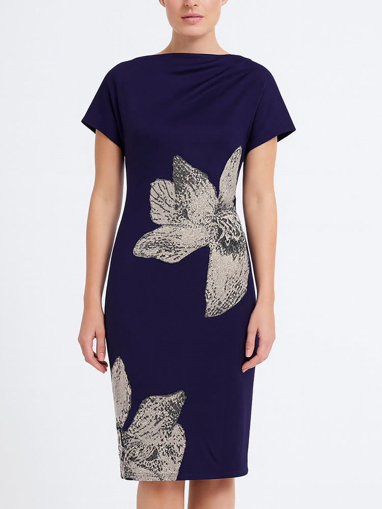 TCH Women's Rhinestone Floral Bodycon Party Midi Dress