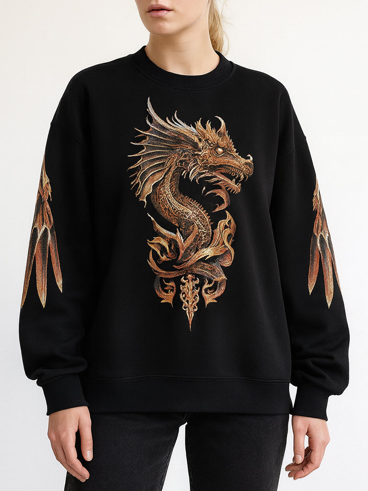 tch gold dragon rhinestones black sweatshirt black HighEnd Luxury Streetwear Brand Official Showcase