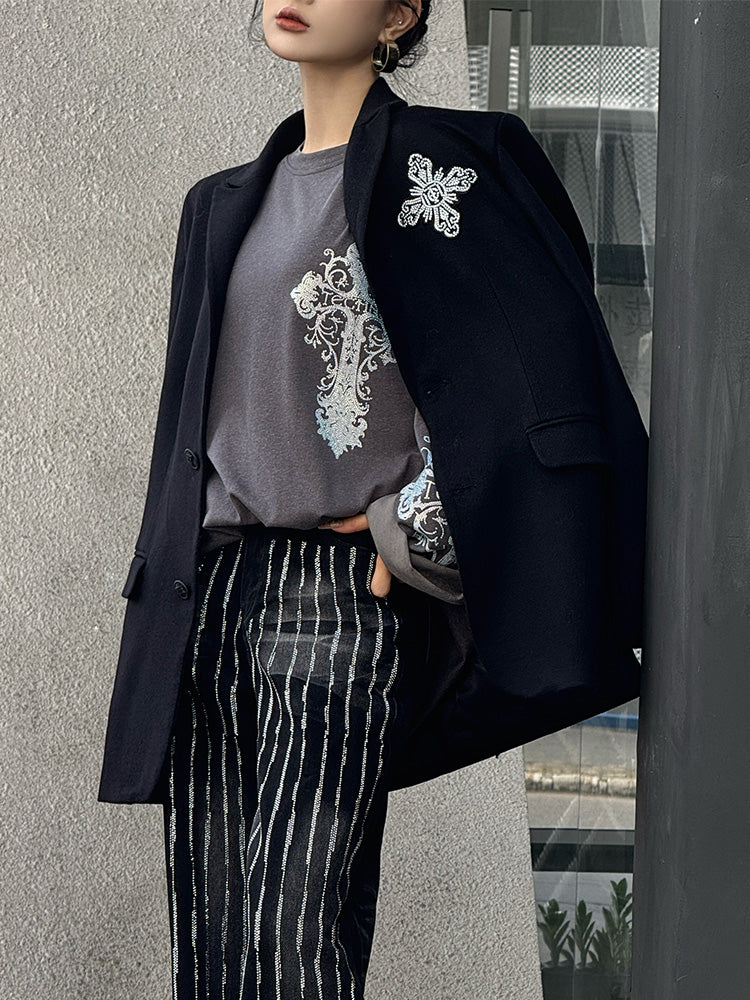 TCH Rhinestone Wings Textured Blazer