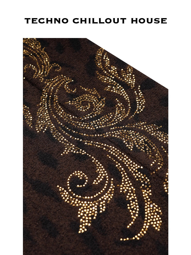 TCH Leopard Print Rhinestone Warm 2 Piece Outfits