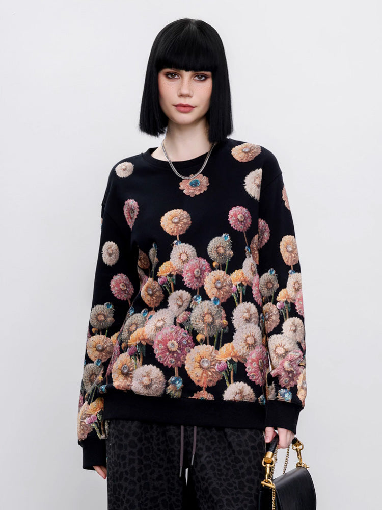 TCH Allover Floralr Rhinestone Sparkle Sweatshirt