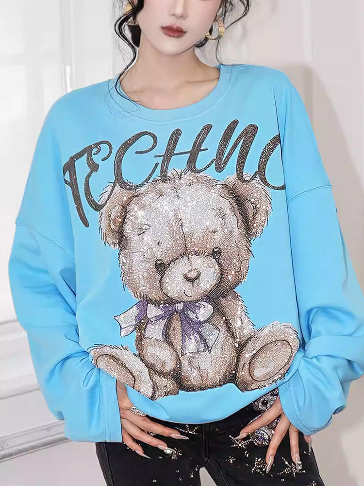 TCH Rhinestone Teddy Bear Oversized Top