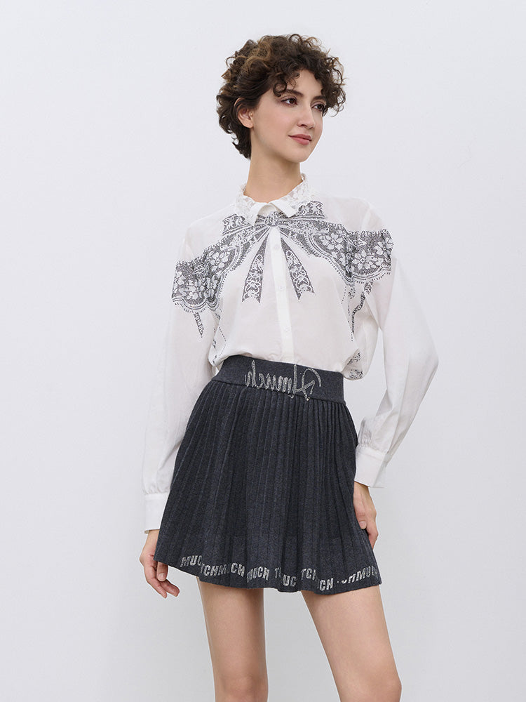 TCH Rhinestone Bow Print Lace Essential Shirts