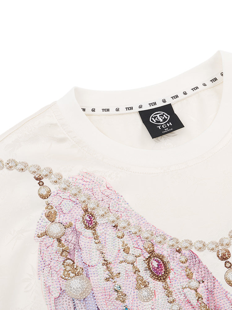 TCH Pre-sale Sparkling Rhinestone Wings Luxury Slik T-Shirt