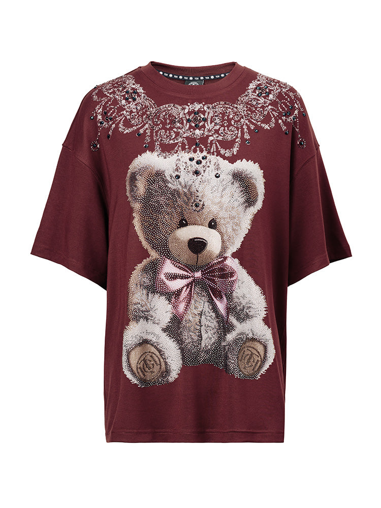 TCH Rhinestone Teddy Bear Sparkling Wine Tee
