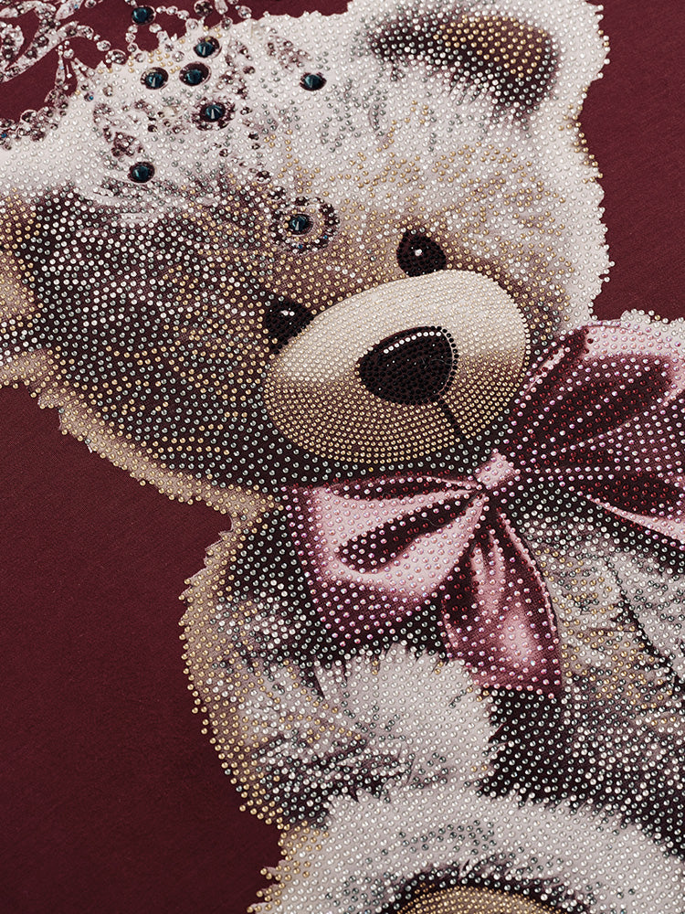 TCH Rhinestone Teddy Bear Sparkling Wine Tee