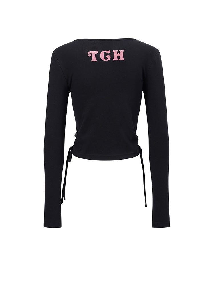 TCH Presale Graphic Rhinestone Drawstring Crop Top