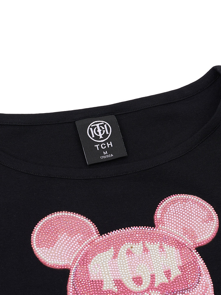 TCH Presale Graphic Rhinestone Drawstring Crop Top