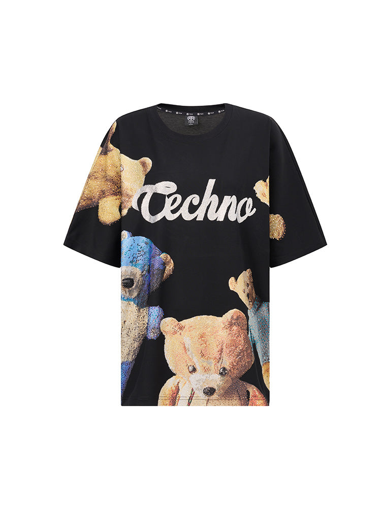 TCH Presale Teddy Bear Rhinestone Cotton T-Shirt