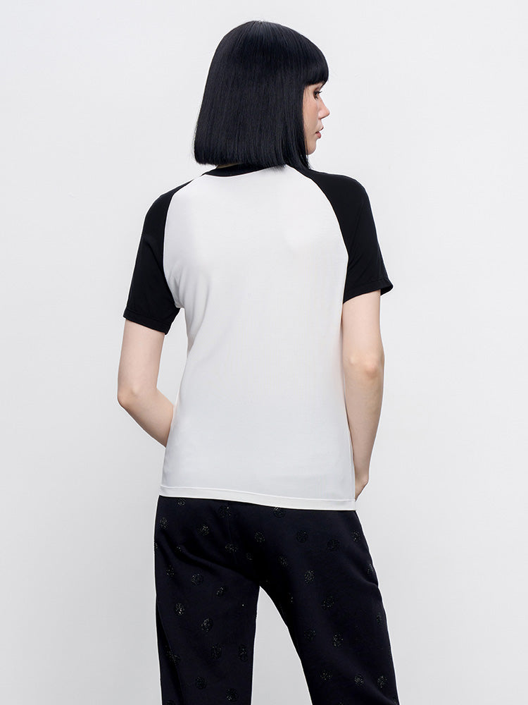 TCH Rhinestone Logo Contrast Raglan Sleeve Tee