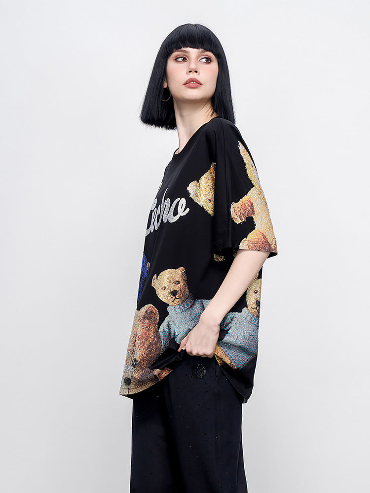 TCH Presale Teddy Bear Rhinestone Cotton T-Shirt