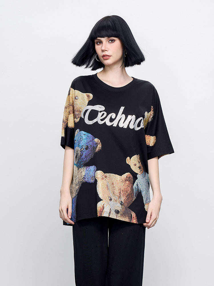TCH Presale Teddy Bear Rhinestone Cotton T-Shirt