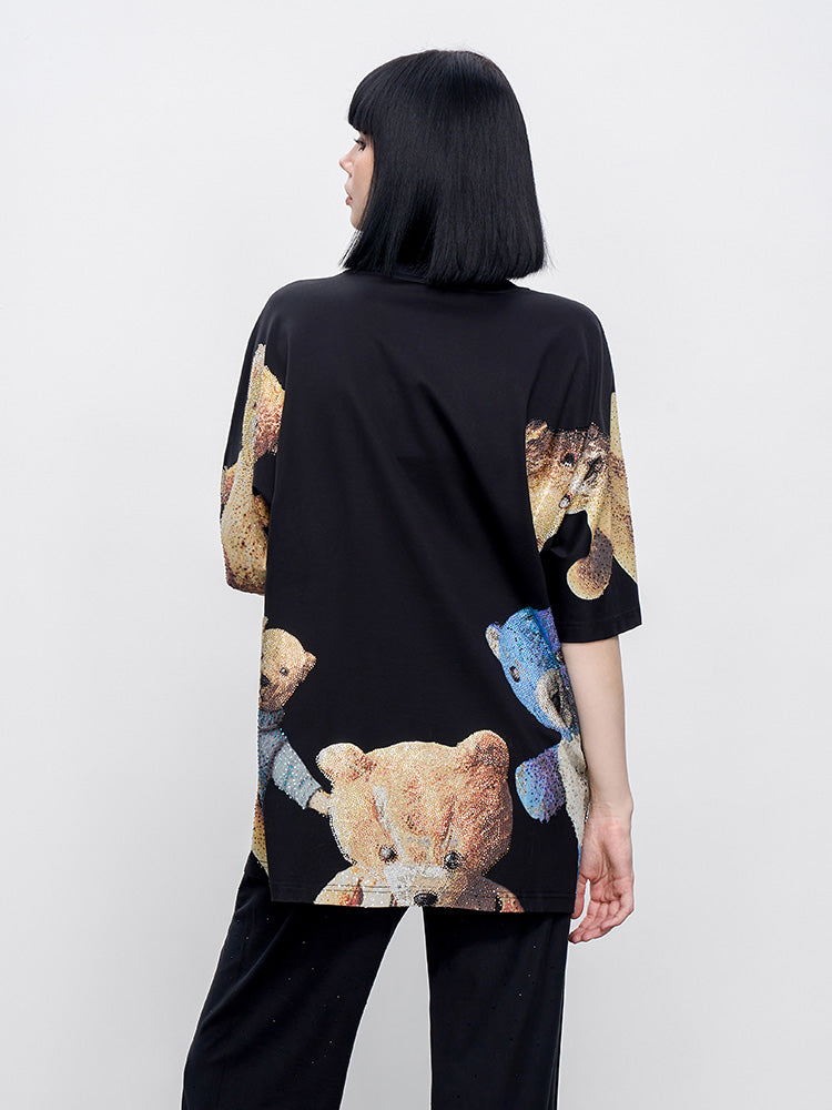 TCH Presale Teddy Bear Rhinestone Cotton T-Shirt