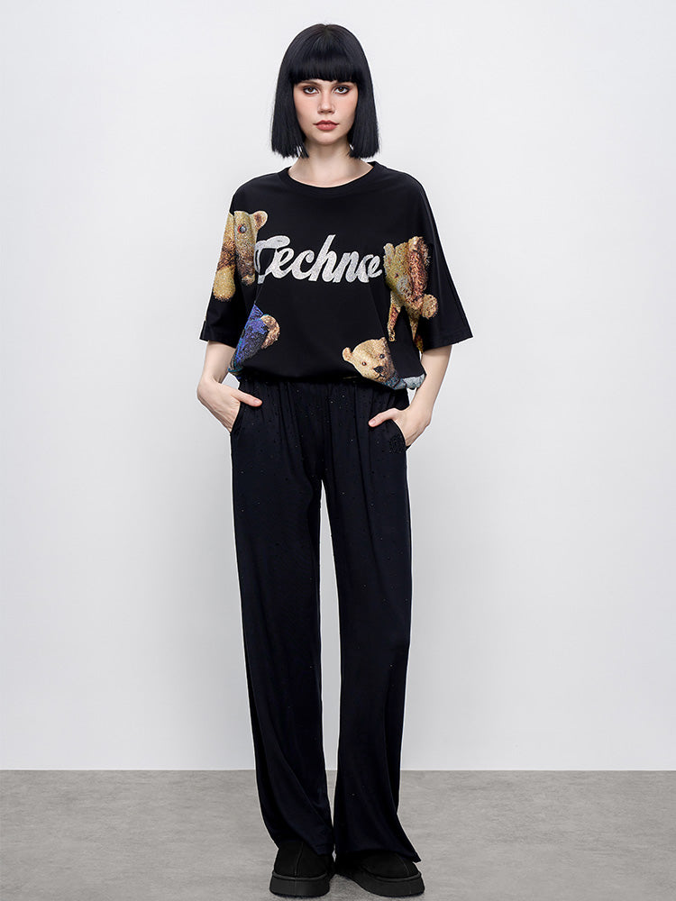 TCH Presale Teddy Bear Rhinestone Cotton T-Shirt