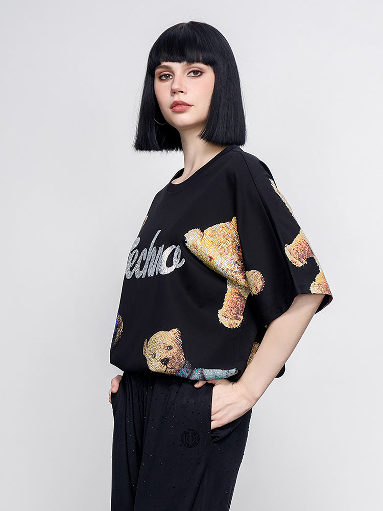 TCH Presale Teddy Bear Rhinestone Cotton T-Shirt