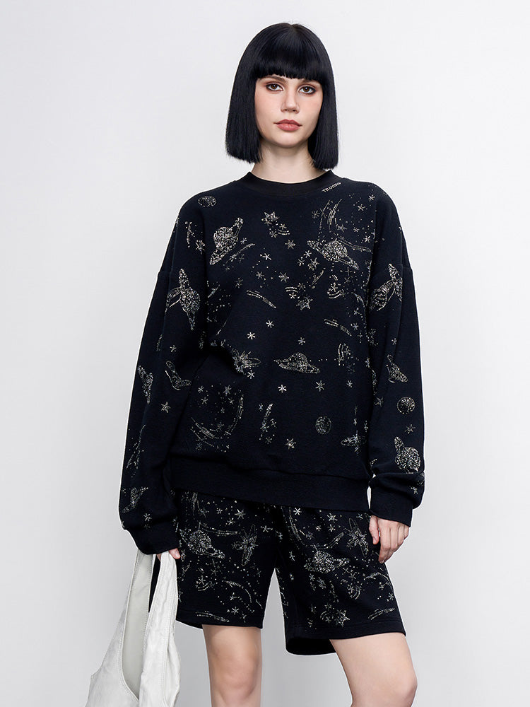 TCH Rhinestone Galaxy Sweatshirt with Angel Wings