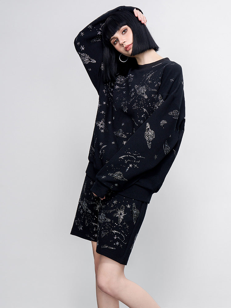 TCH Rhinestone Galaxy Sweatshirt with Angel Wings