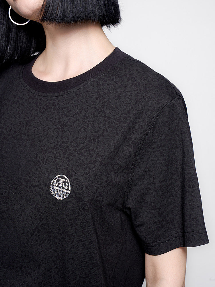 TCH Pre-Sale Rhinestone Jacquard Logo Print T-Shirt