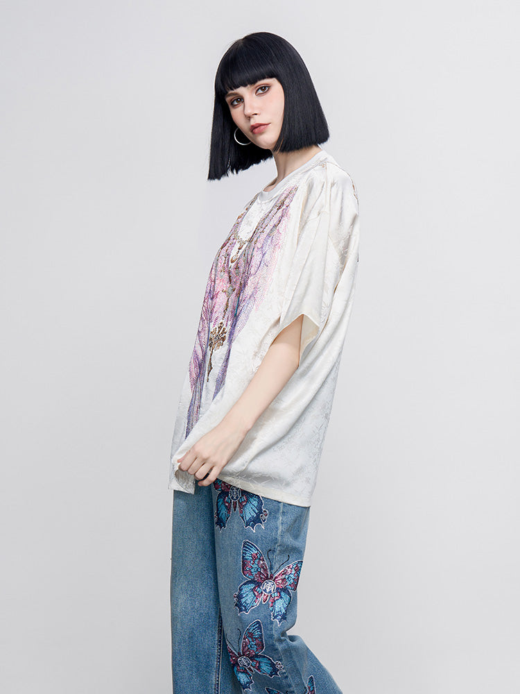 TCH Pre-sale Sparkling Rhinestone Wings Luxury Slik T-Shirt